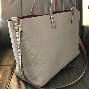 INZI Gray/Purple Reversible Studded Tote!